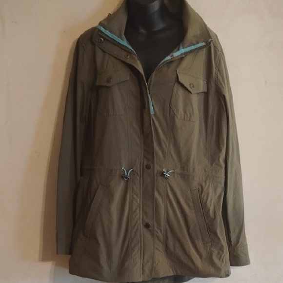 L.L. Bean Green Utility Jacket with High Collar, Cargo Style. Size Large. - Picture 1 of 7